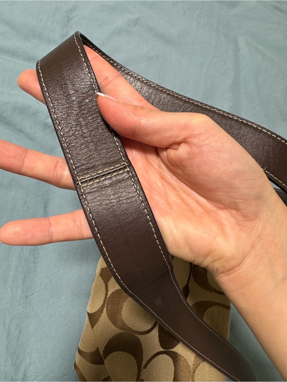 Coach Brown Signature Canvas Shoulder Bag with Dark Brown Strap - Picture 8 of 8